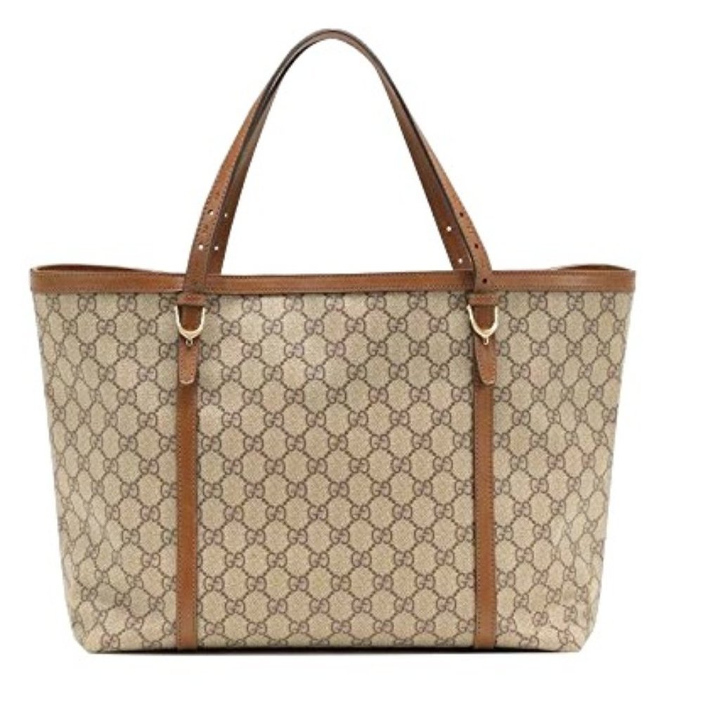 Gucci GG Supreme Canvas Tote Trimmed Leather